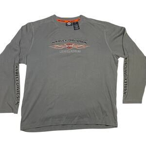 Harley Davidson Long Sleeve T-Shirt Biker Pinstripe Flames Heavyweight Tee XXL